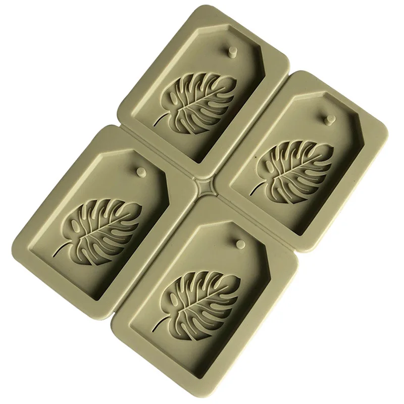 Wholesale 4 Rectangular Leaves Silicone Wax Flake Mold, Aromatherapy Wax Flake Mold DIY Home Baking Tools 822