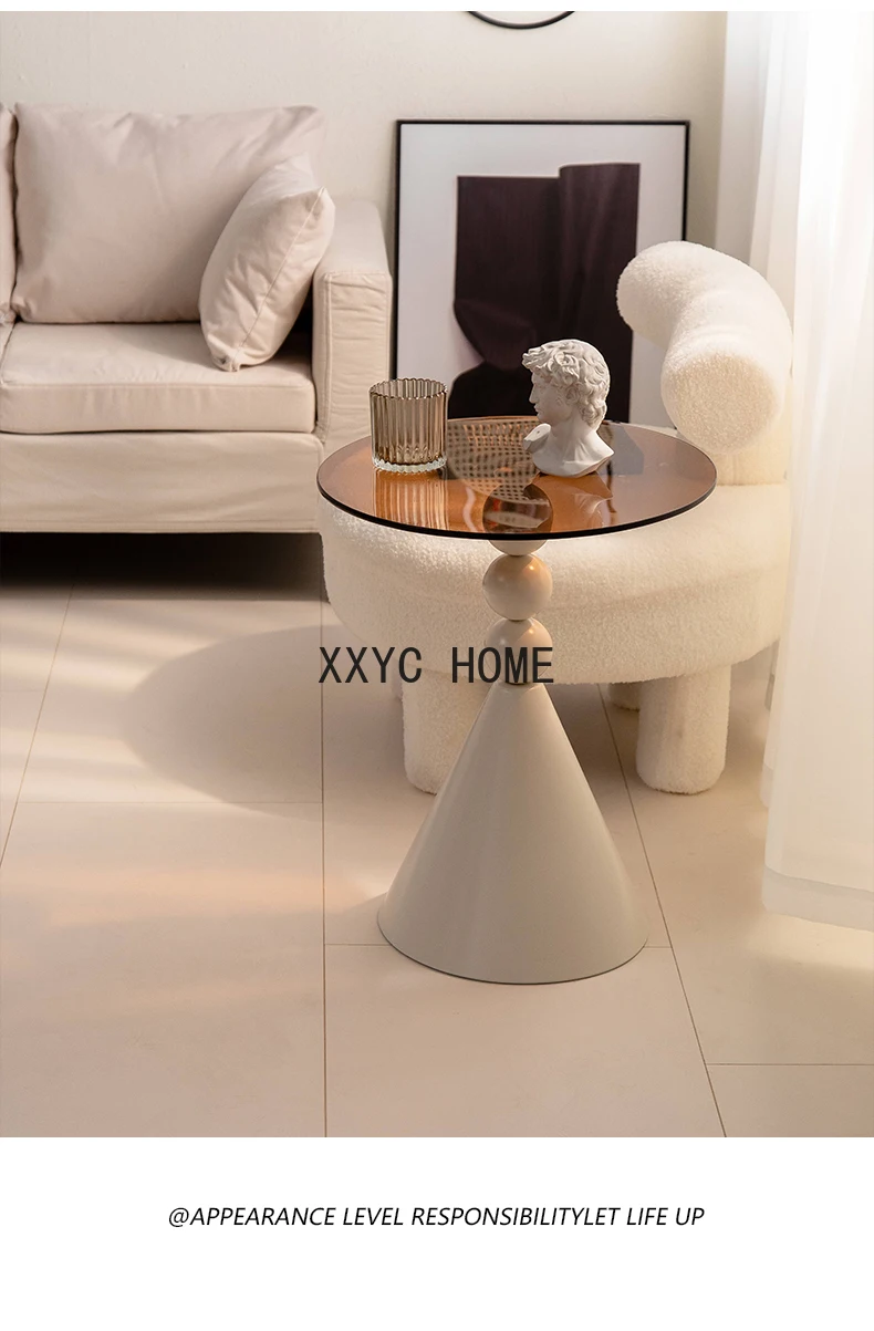 European Coffee Table Sofa Light Luxury Tea Coffee Simple Living Room Glass Design Corner Table Reception Tea Table