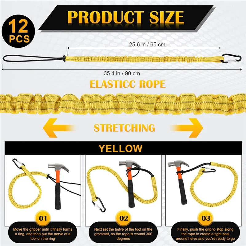 YLS-12 Pack Tool Lanyard With Single Metal Buckle And Adjustable Loop End, Standard Length, With Aluminum Screw Lock