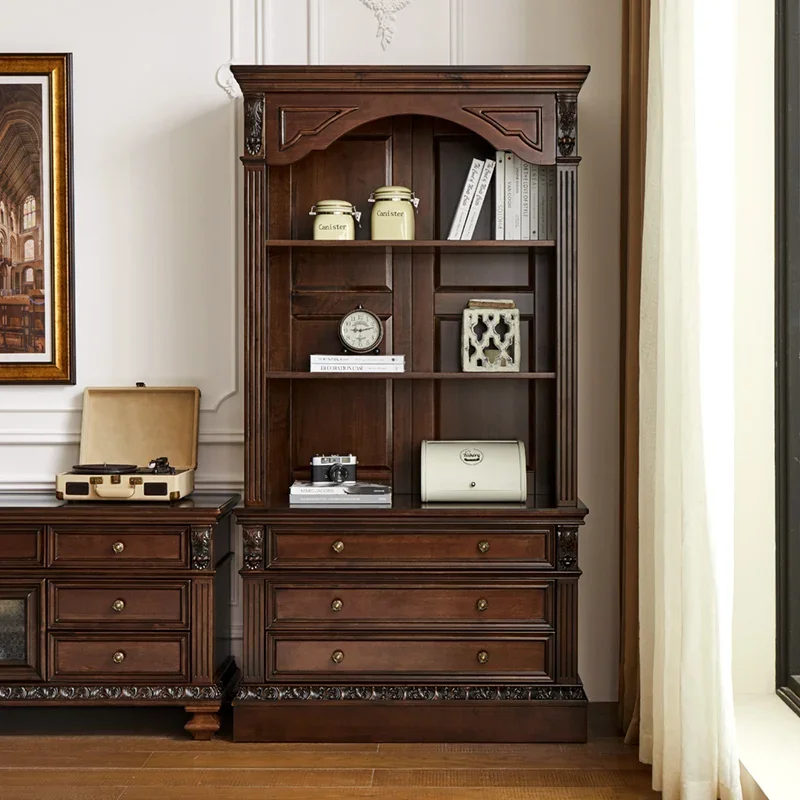 Solid wood birch modern bookcase 4 shelves living room side cabinet wine cabinet