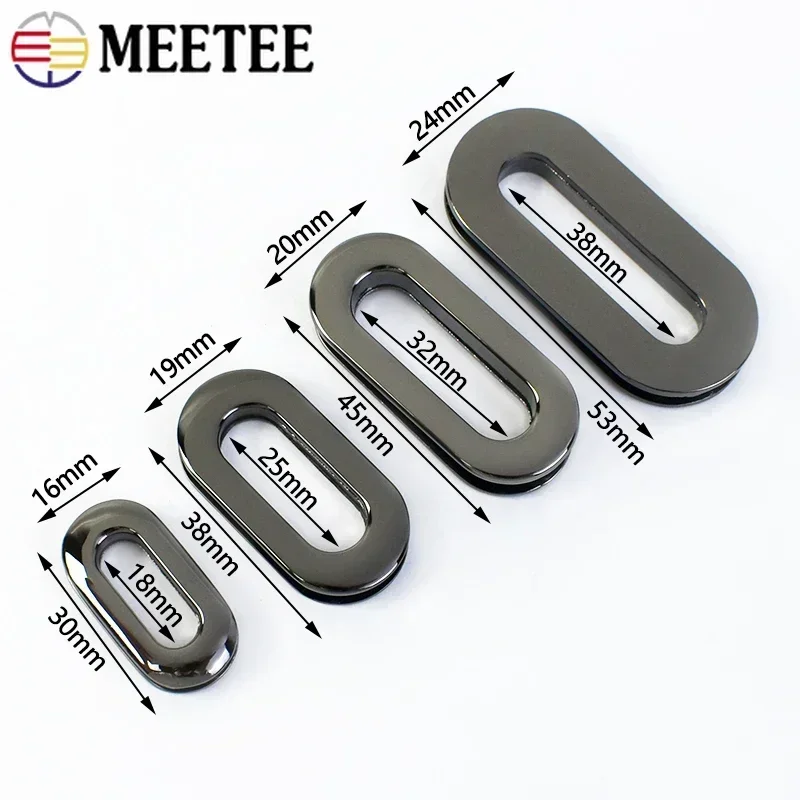 Meetee 4/10/20Pcs Metal O Ring Eyelet Buckles Oval Eyelets Clasp Handbags Strap Round Hole Hang Buckle DIY Bag Parts Accessories