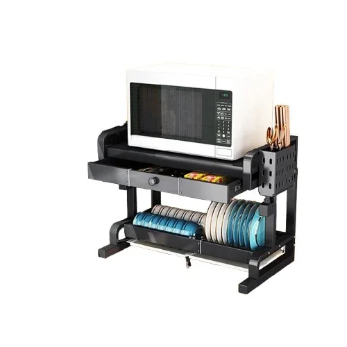 

Kitchen shelf countertop 304 stainless steel, telescopic, multi-functional dishes, double storage rack