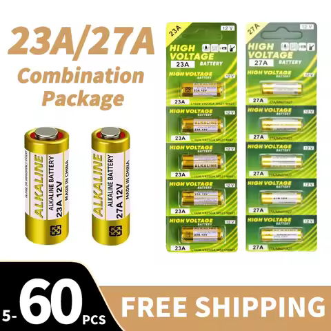 5-60PCS 12V 23A Alkaline Battery 58mAh - A23/E23A/K23A/L1028 for Remote Control/Doorbell/Toys/Flashlight (Premium Quality)