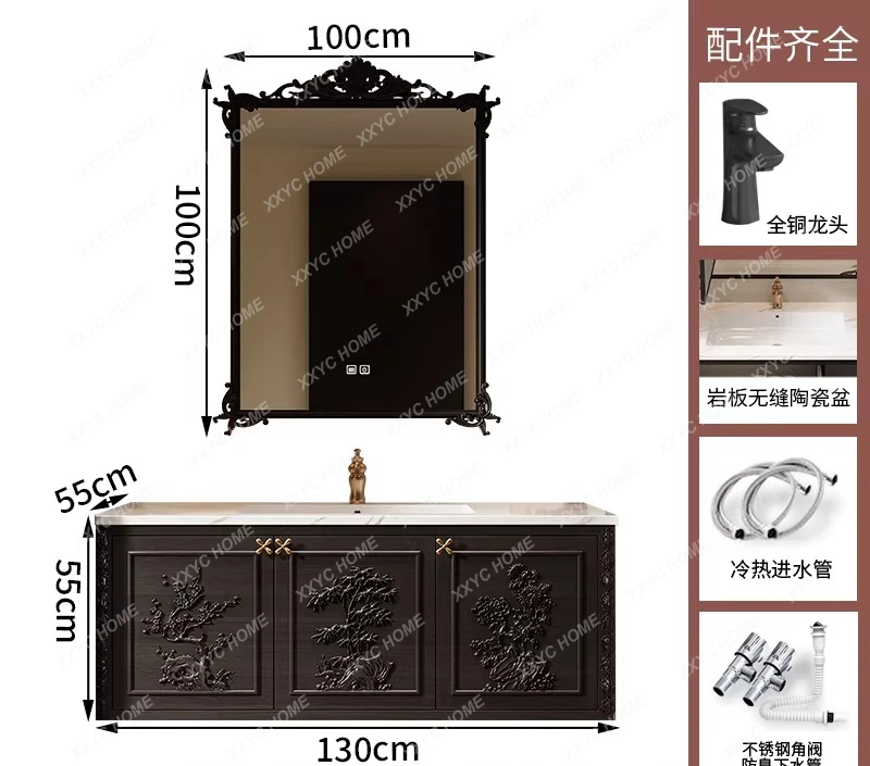 Oak bathroom cabinet toilet washstand ceramic integrated
