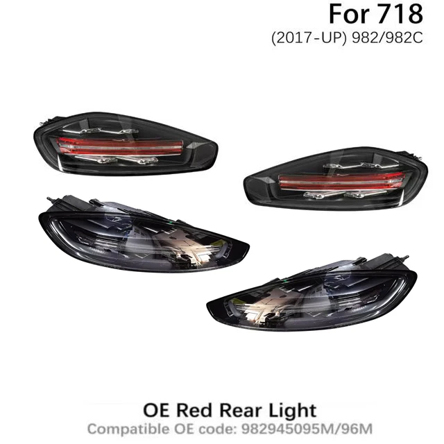 LED Tail Light for  718 Cayman Boxster, Rear Bumper Brake Turn Signal Indicator Lamp Car Modification Upgrades