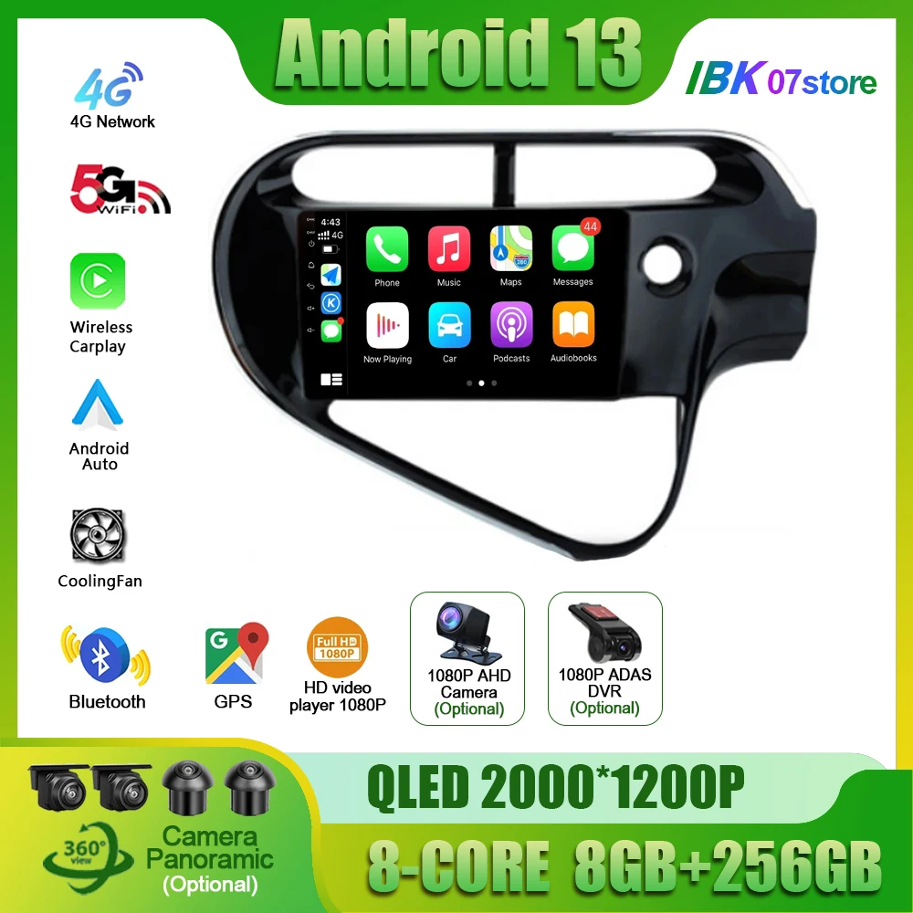 

Android 13 For Toyota Prius C 2018-2020 Car Radio Multimedia Navigation Wireless Carplay Stereo 4G GPS Head Unit Screen 2DIN