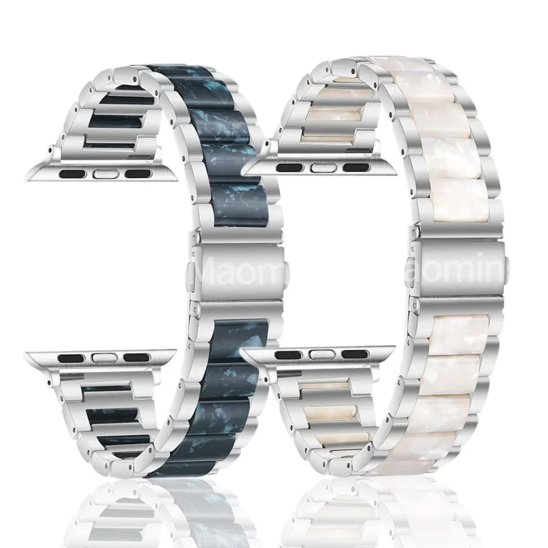 

Luxury Band for Apple Watch Series 10 46mm 42mm 9 7 8 45mm 41mm Stainless Steel Resin Strap for Iwatch 6 5 4 SE 44mm 49mm