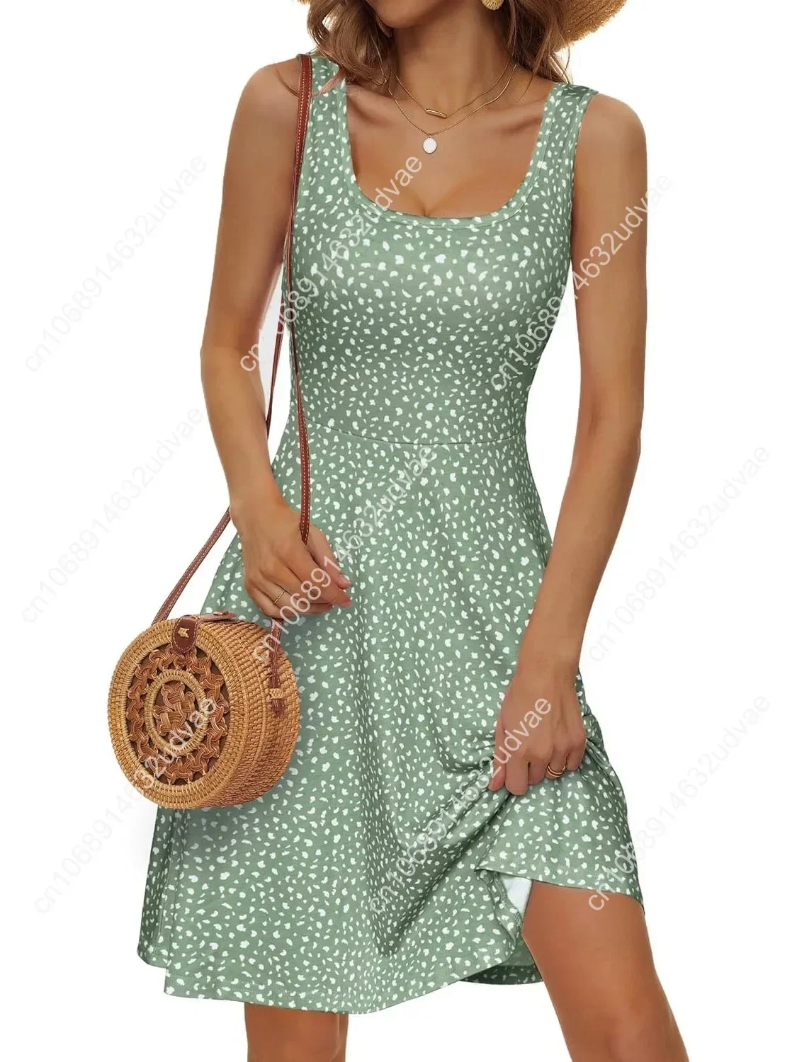 

Women's Sleeveless Floral Midi Dress Casual Tank Dress