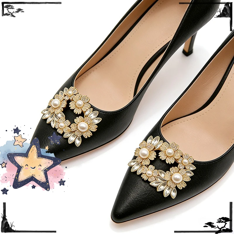 Metal Square Bead Water Diamond Flower Crystal Leaf Shoe Flower Shoe Buckle High Heels Accessory Shoe Flower