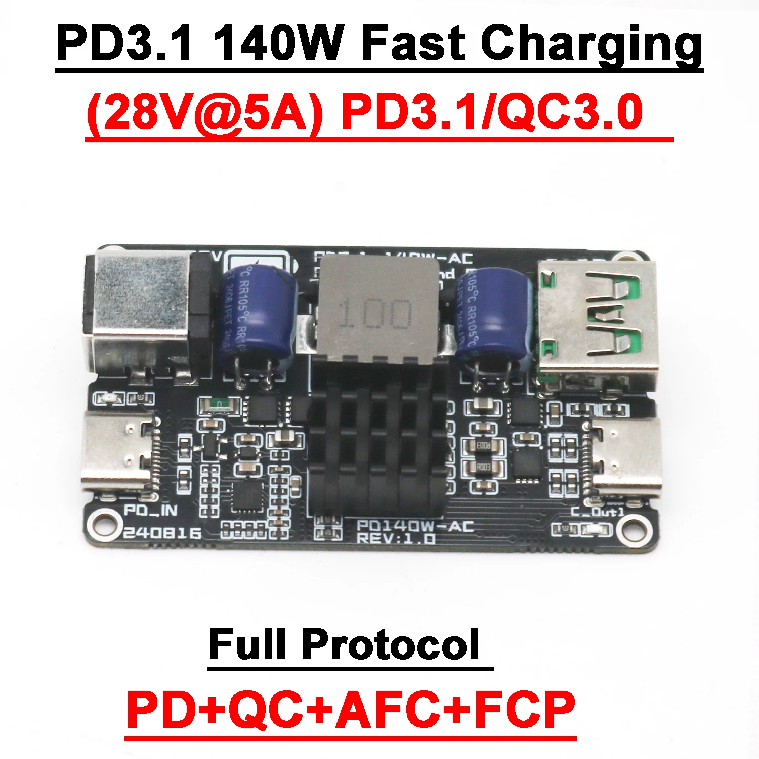 PD3.1 140W (28V 5A) Fast Charging Module TYPE-C USB All Protocol Desktop Car Quick Charge PD3.0 QC3.0 QC4+ Mobile phone charger