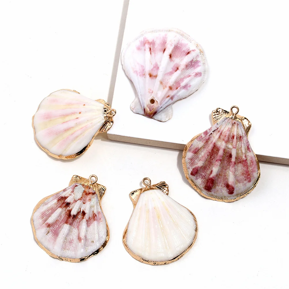 12 Pcs Sea Shells with Holes Charm Stoppers for Bracelets Necklace Parts Funny Jewelry DIY Pendant