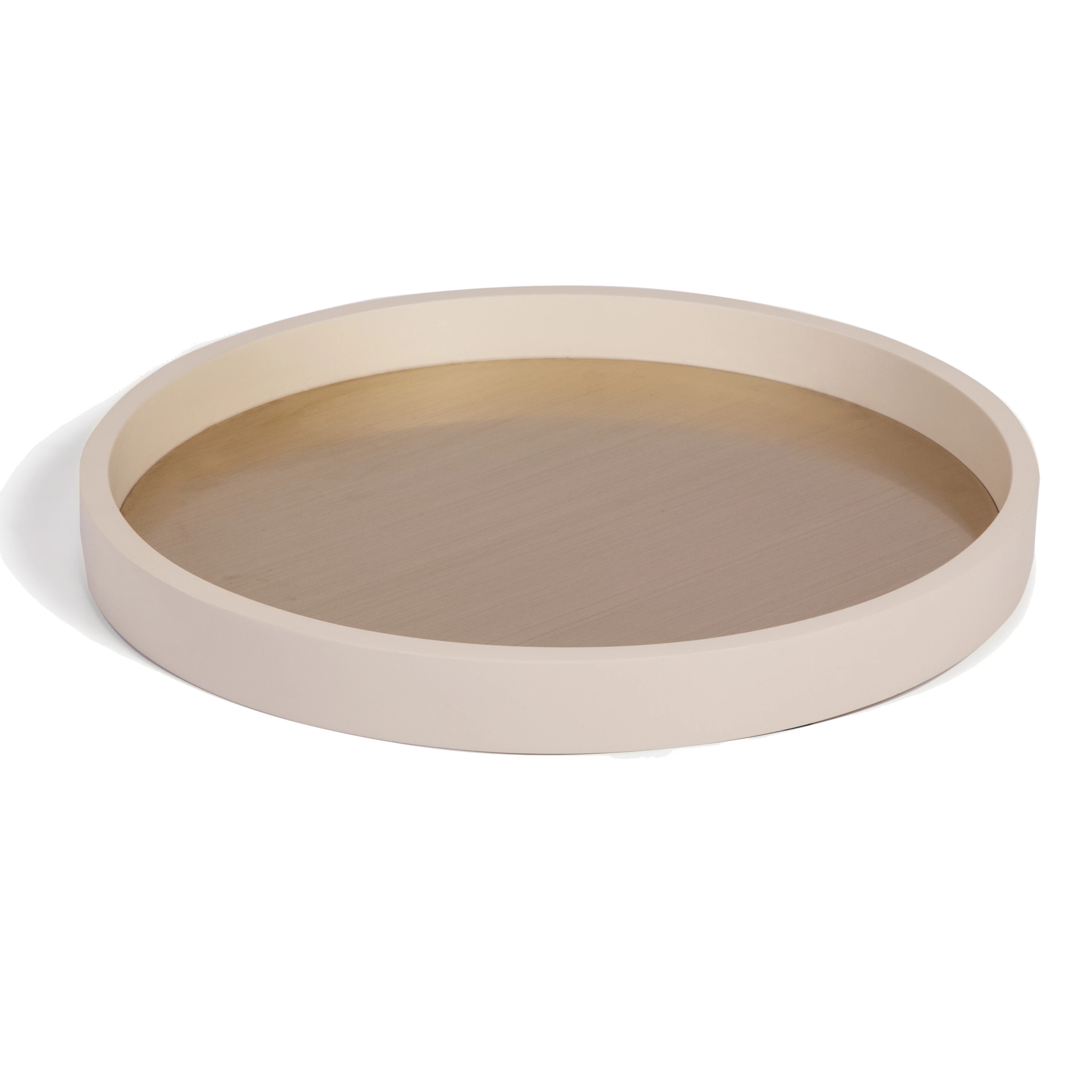 

T-129 Modern Luxury Round Serving Tray Custom Leather Wooden Lacquerware for Hotel Wedding European Home Decoration