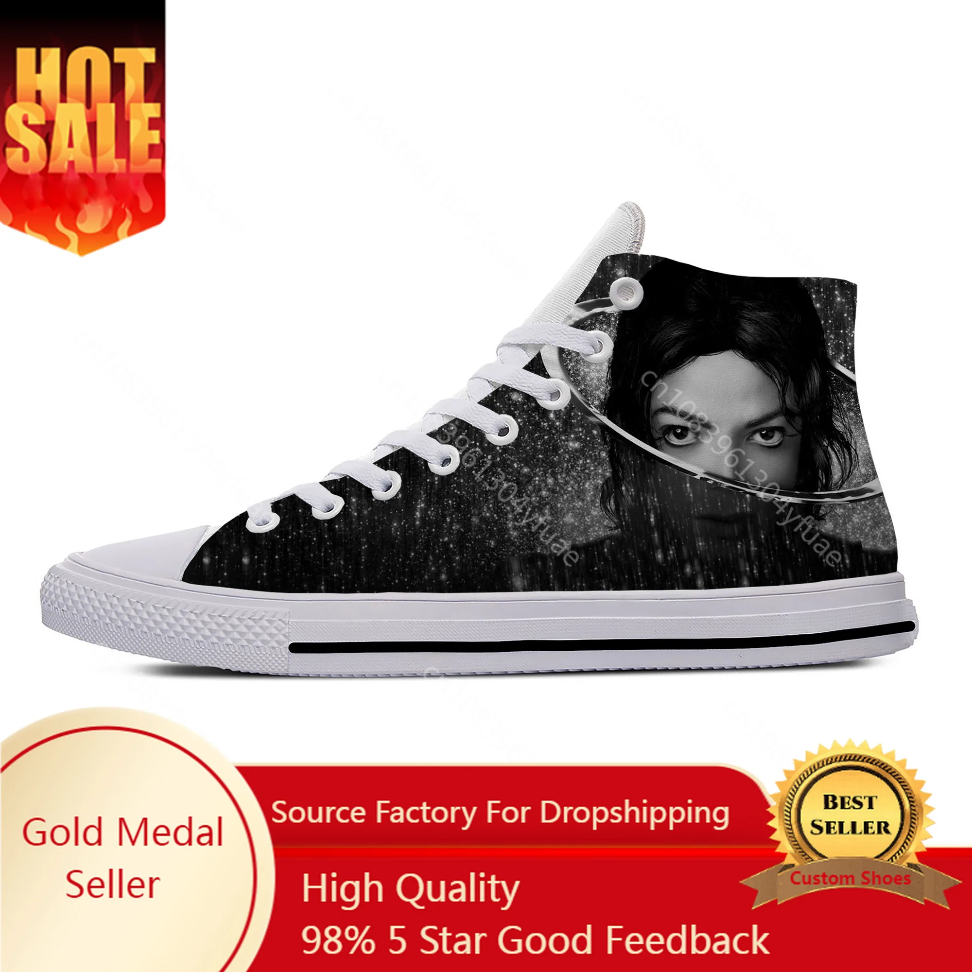 

Hot King of Pop Michael Jackson Rock Music Fashion Casual Shoes High Top Breathable Men Women Sneakers Lightweight Board Shoes