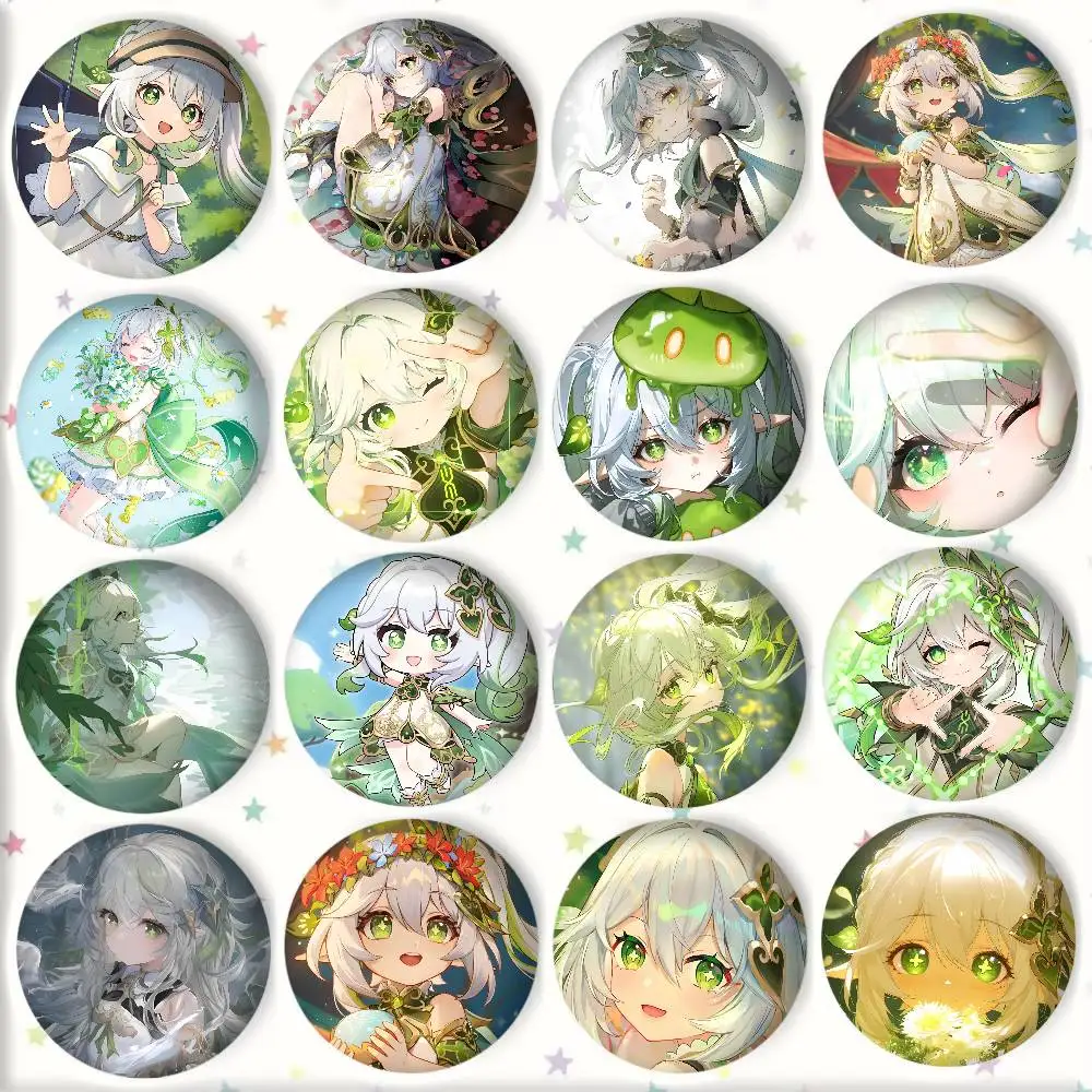 Anime Game Genshin Impact Nahida Badge Round Art Brooch Clothes Backpack Accessories Lapelnd Laserh