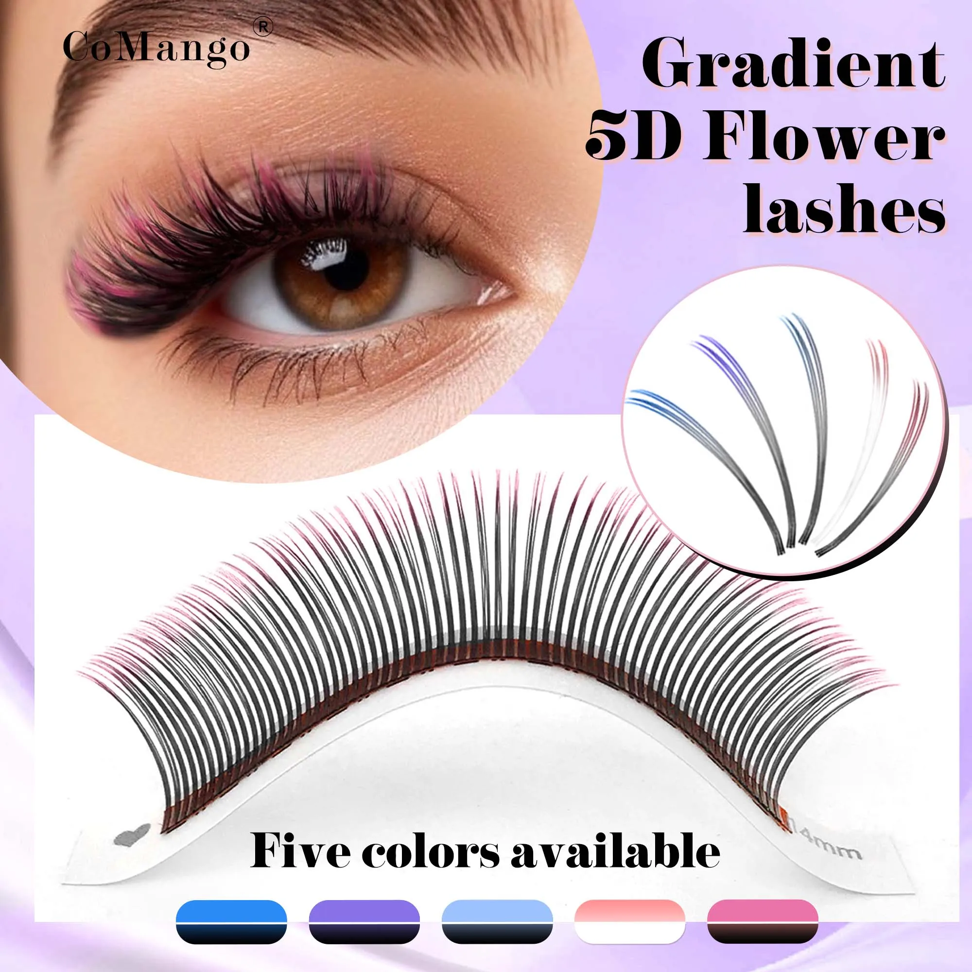 Farbenfrohe, blühende Wimpernverlängerung Premium Ombre 5D Spikes Fairy Flora Lashes Natürliches koreanisches Make-up Falsche Wimpern