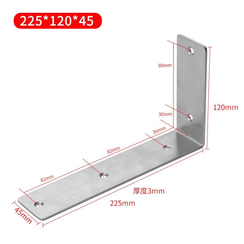 Square Thickened Stainless Steel Angle Brackets Shelf Connection Parts 90-Degree Right Angle Brackets Triangular Brackets L-Shap