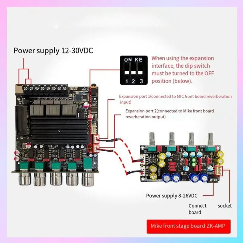 

AB25-ZK-APTX1 Bluetooth Digital Amplifier 2.1 Channel Qualcomm BT Amplifier Board 100W+100W+200W Bass Amp QCC3034+TPA3221