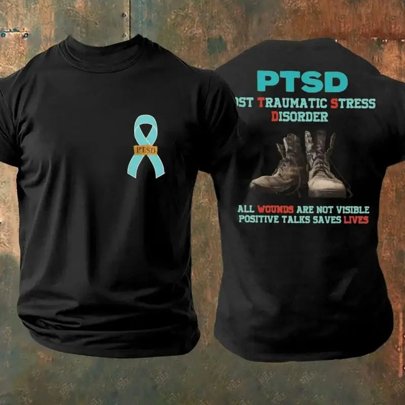 Men's PTSD Awareness Veteran Printed T-shirt size S-5XL