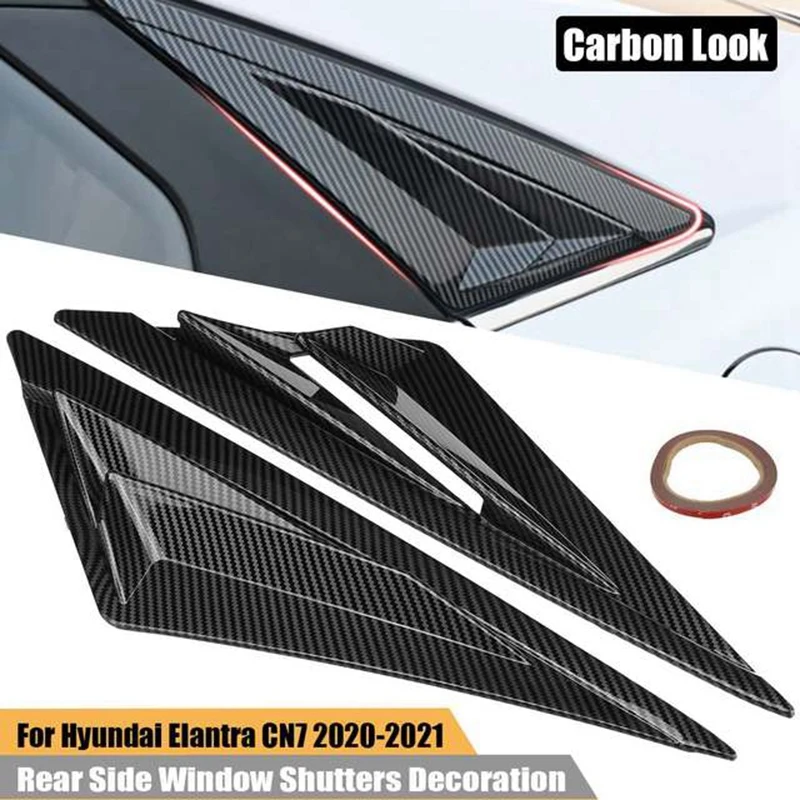 For Hyundai Elantra CN7 2020-2021 2PCS/Set Rear Side Window Shutters Decoration Trim Body Kits Carbon Look