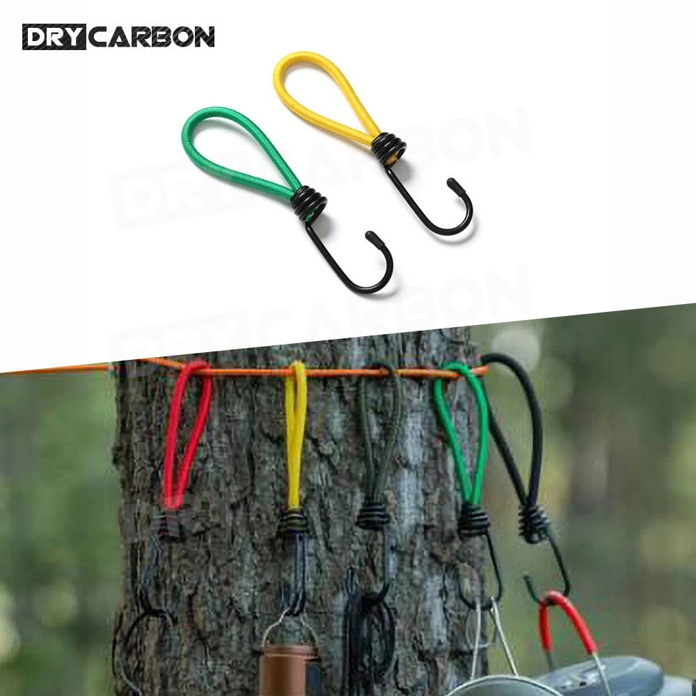 Tent Elastic Rope Cord Hook Versatile Outdoor Camping Canopy Tarp Tent Fixing Cord String Carabiner Hooks Accessories 5Pcs