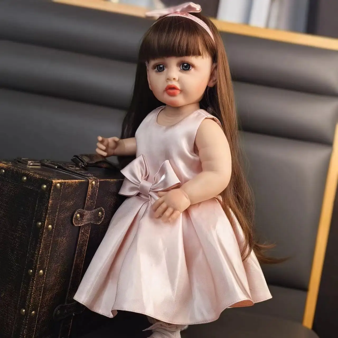 Elegant 55 cm Full Silicone Vinyl Reborn Baby Girl Doll Realistic Princess Newborn Baby Doll Christmas Birthday Gift Toy