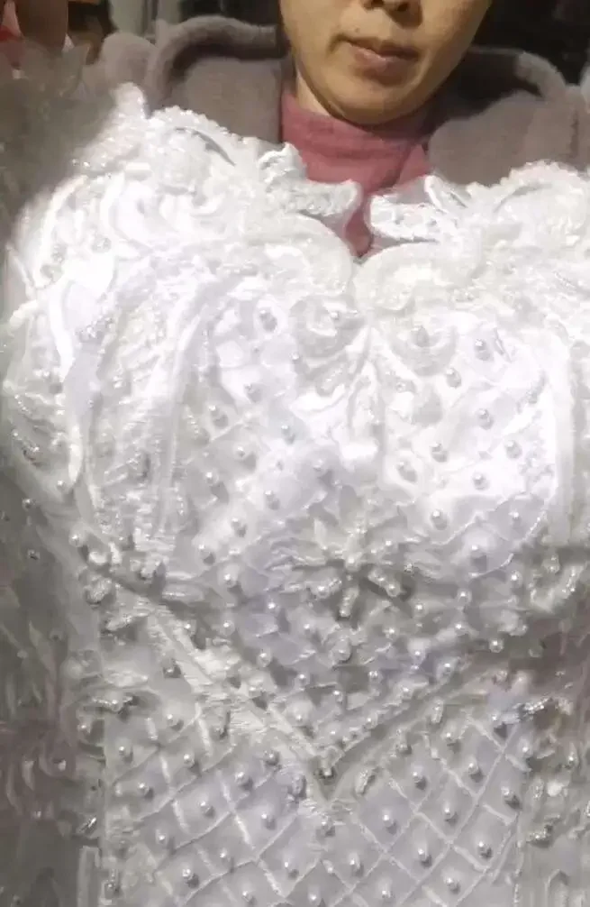 Personalizado novo branco querida cinta de espaguete sereia vestidos de casamento africano árabe contas apliques trem longo vestidos de noiva 2