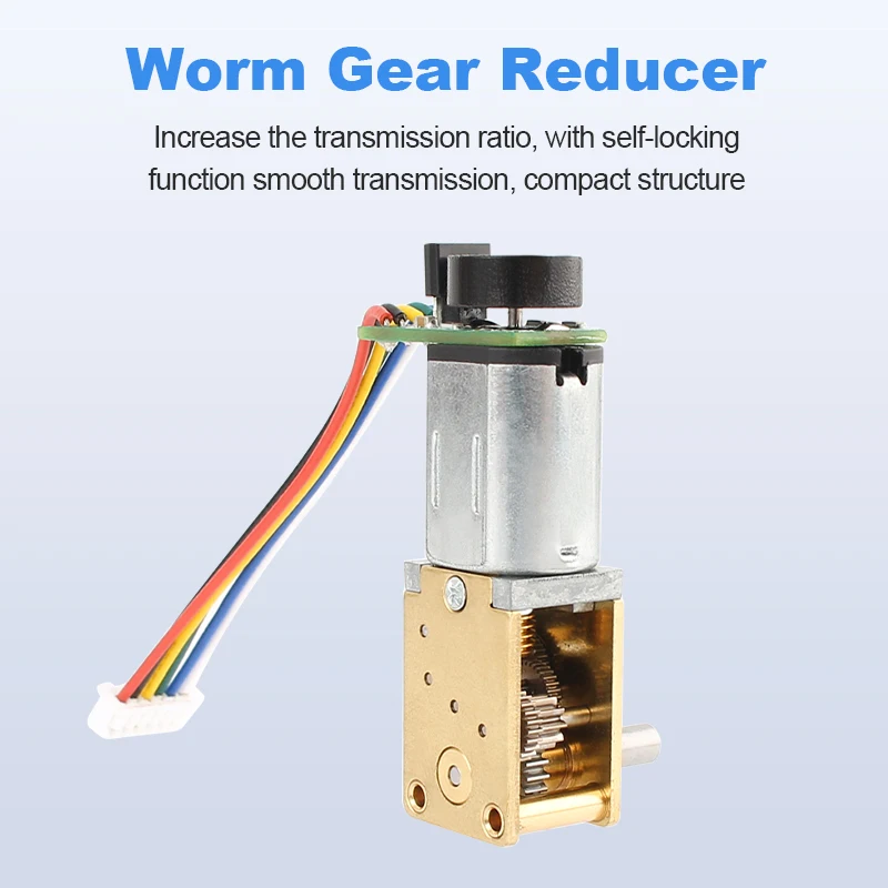 DC 3V 6V 12V  N20 22rpm 550rpm Worm Gear Motor Full Metal Gearbox With 7PPR Encoder