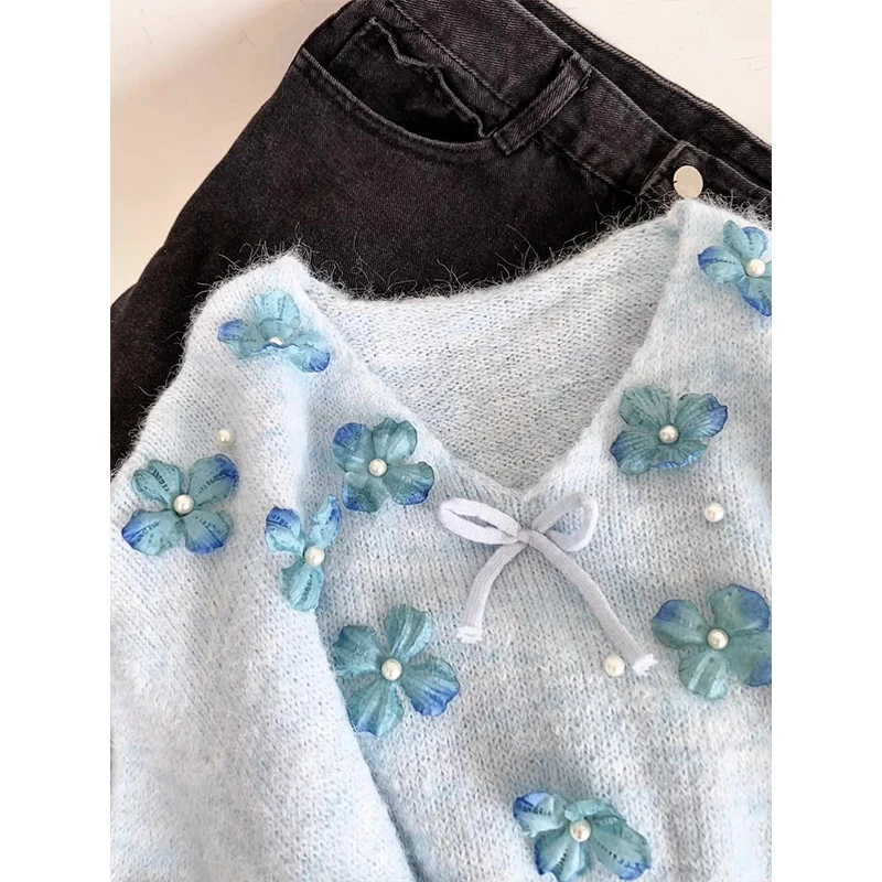 V-Ne Knitted Open Cardigan Women's Loose Slimming Sweater Outerwear Autumn 2025 New Sle Commute Sle Pure Color