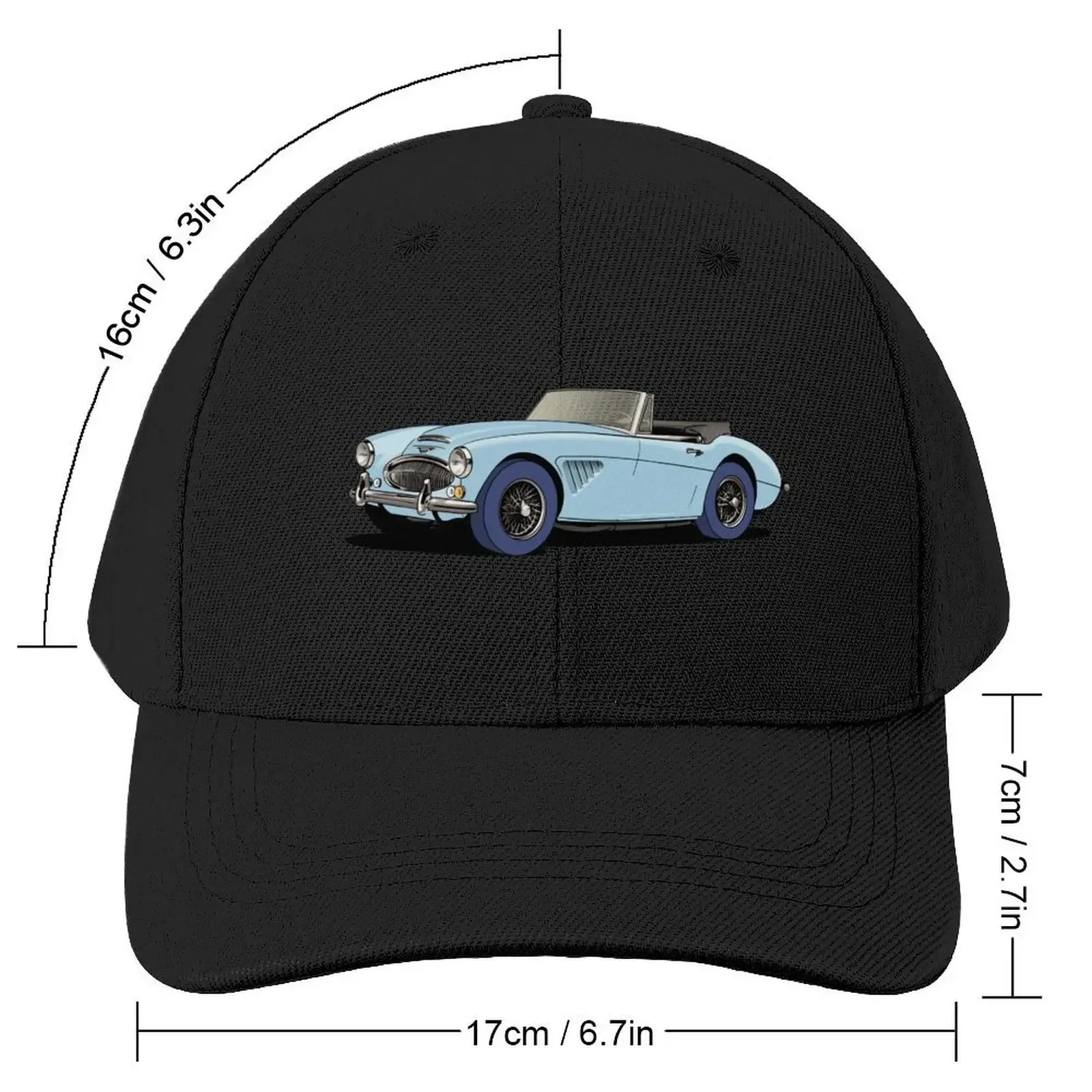 Austin-Healey 3000 British sports car in light blue Baseball Cap Hip Hop Rugby Snapback Cap Fishing cap Mens Caps Women's