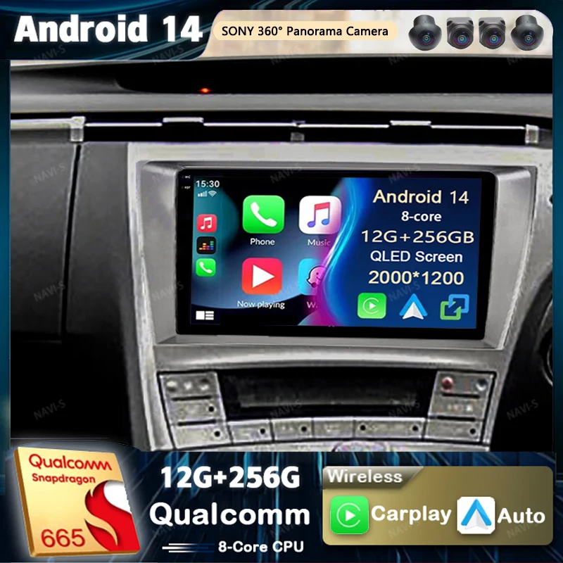 Android 14 For Toyota Prius XW30 2009- 2015 RHD 2K QLED Android Car Radio Multimedia Video Player GPS AI Voice CarPlay Head Unit