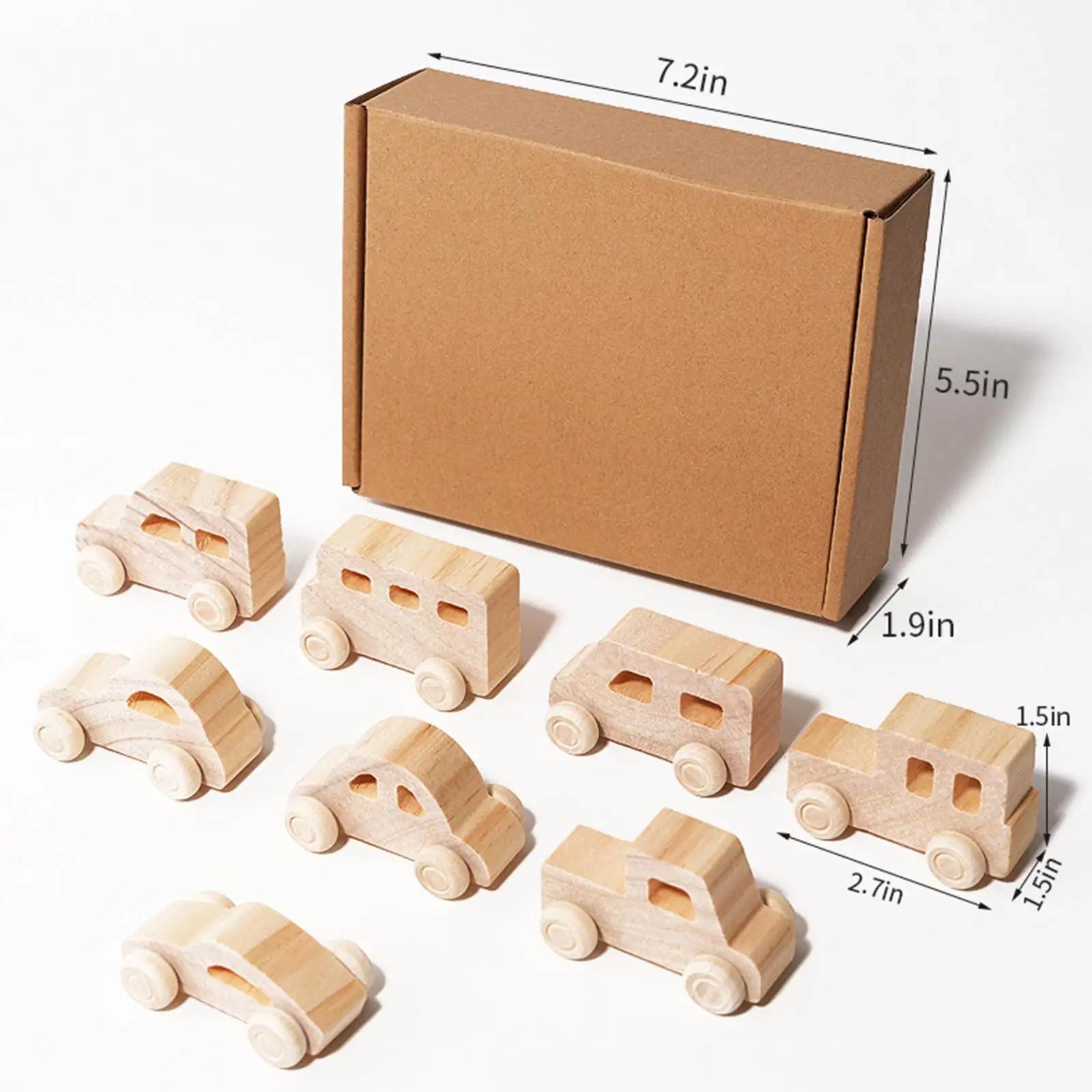 8 قطع ألعاب تركيب سيارات خشبية صغيرة، مكعبات بناء خشبية، أنشطة تعليمية، تلوين يدوي للأطفال، هدية عيد ميلاد