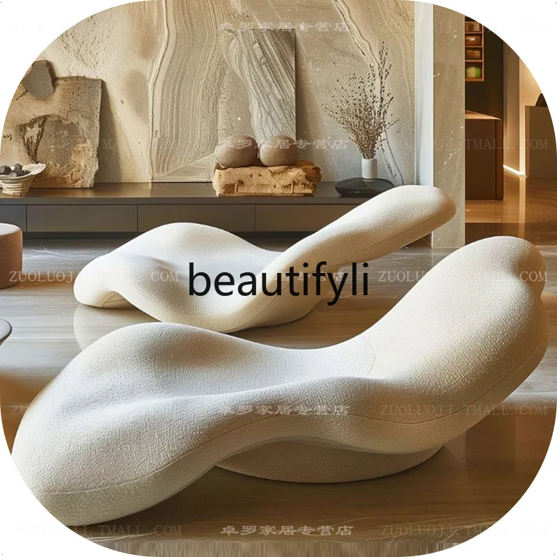 Cream style living room leisure sofa reclining chair antique fabric single sofa design sense personality