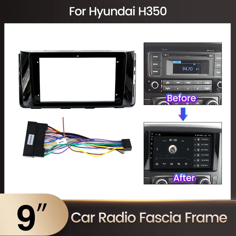 9'' Android Car Radio Frame Kit For HYUNDAI H350 SOLATI 2015+ Auto Stereo Center Console Holder Fascia Trim Bezel Faceplate