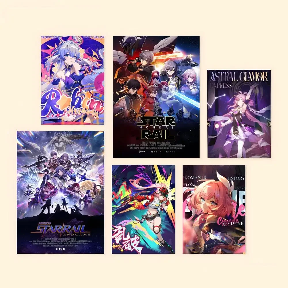Game H-Honkai S-Star R-Rail Poster Waterproof HD Wall Art Decal Self-Adhesive Aesthetic Decor For Home Living