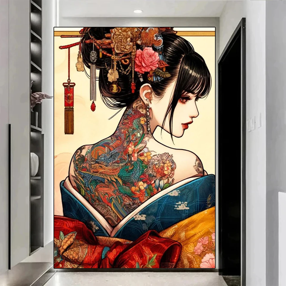 

5DDIY Diamond Painting Retro Style Japanese Female Portrait Full Round Square Diamond Mosaic Set Home Decoration Gift