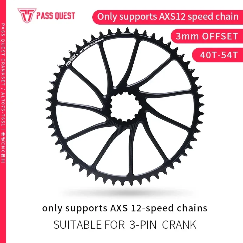 

PASS QUEST for GXP/DUB ( 3mm offset)AXS GRAVEL/ROAD Narrow Wide Chainring 40-54T Bicycle Accessories