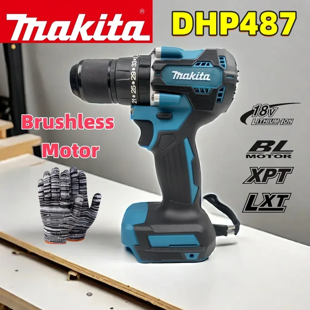 

Makita DDF487 13 мм беспроводная ударная дрель 18 в электрическая переменная скорость бесщеточный мотор ударный Электроинструмент дрель