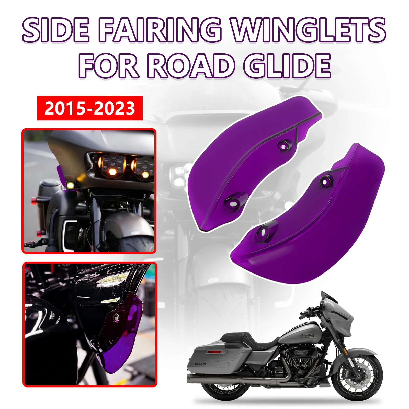 

Fairing Windshield Side Wing Wind Deflector For Touring Road Glide FLTRX FLTRXS 2015-2023 Frontal Spoilers Downforce Winglet