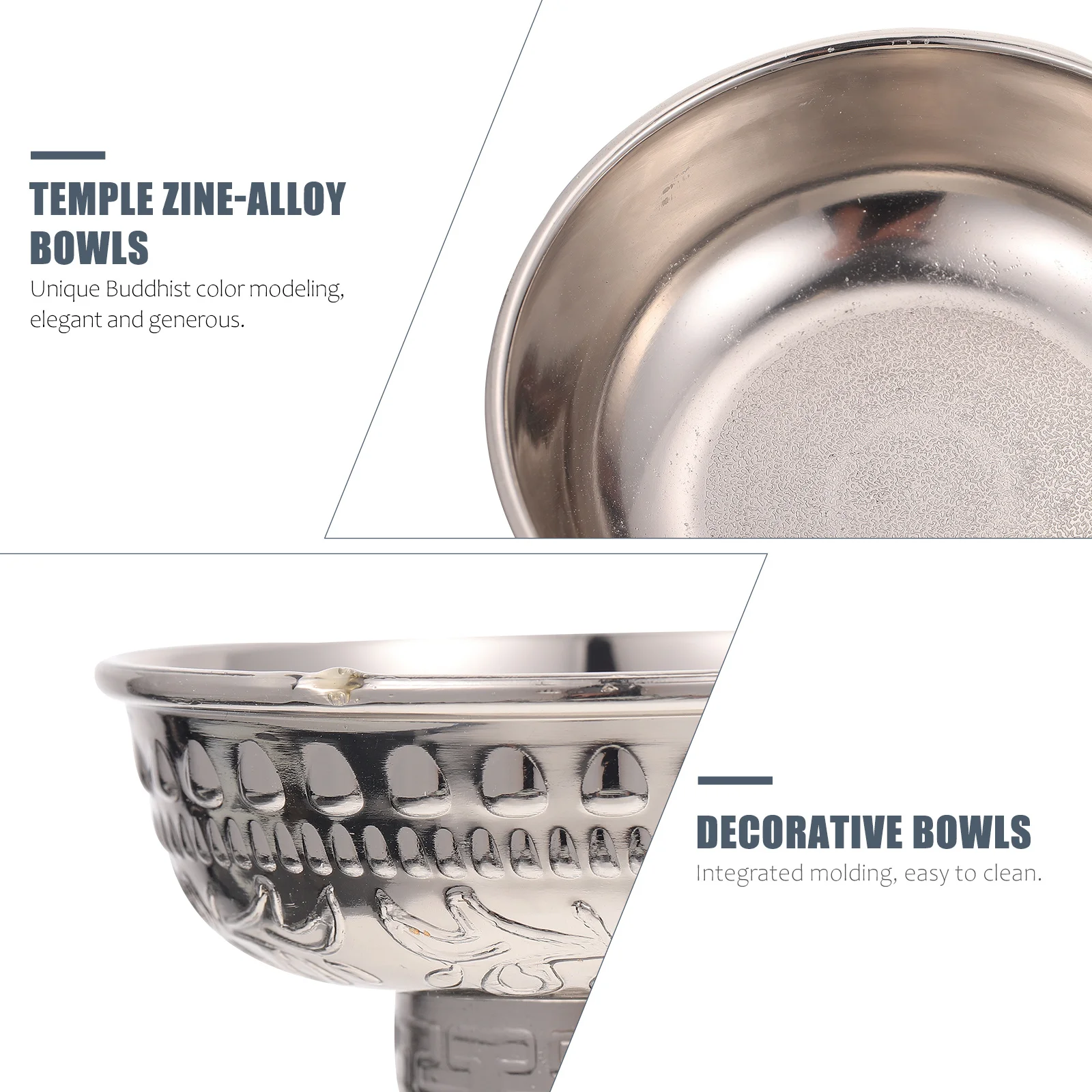 

1Pcs Round Zine-Alloy Bowl Buddhist Offering Bowl Home Temple Tableware Snack Storage Decorative Ornament