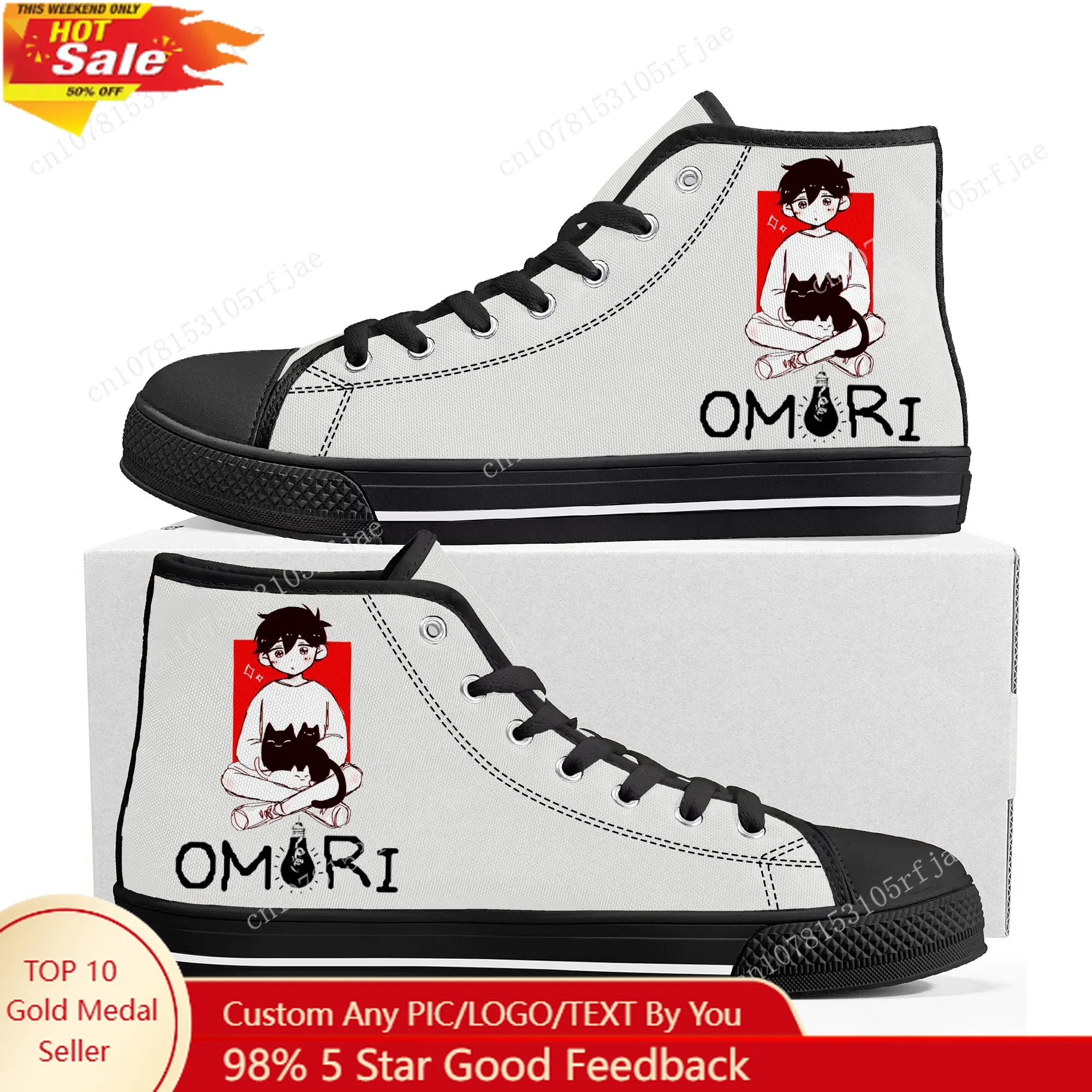 

Omori High Top Sneakers Hot Cartoon Game Mens Womens Teenager Fashion High Quality Canvas Sneaker Custom Built Couple Shoes