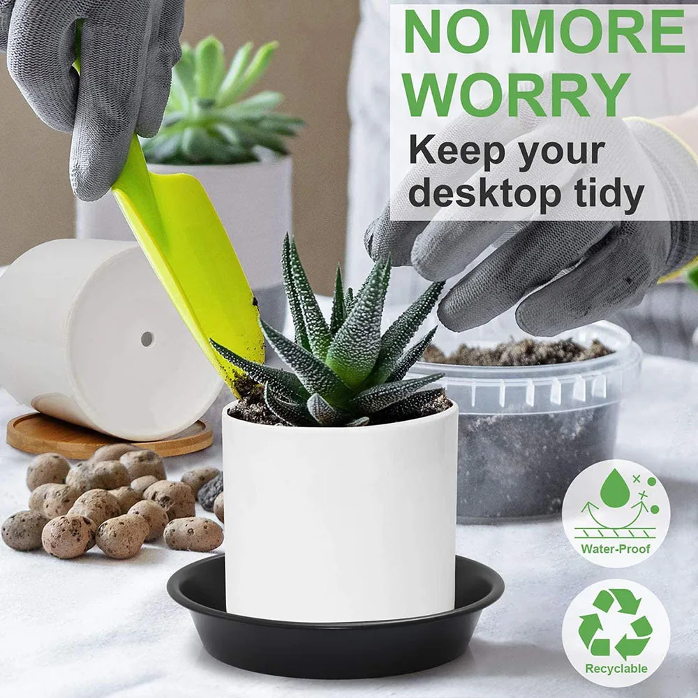 3Pcs Heavy Duty Flower Pot Round Plastic Tray Saucers Indoor Outdoor Drip Trays Plant Saucer