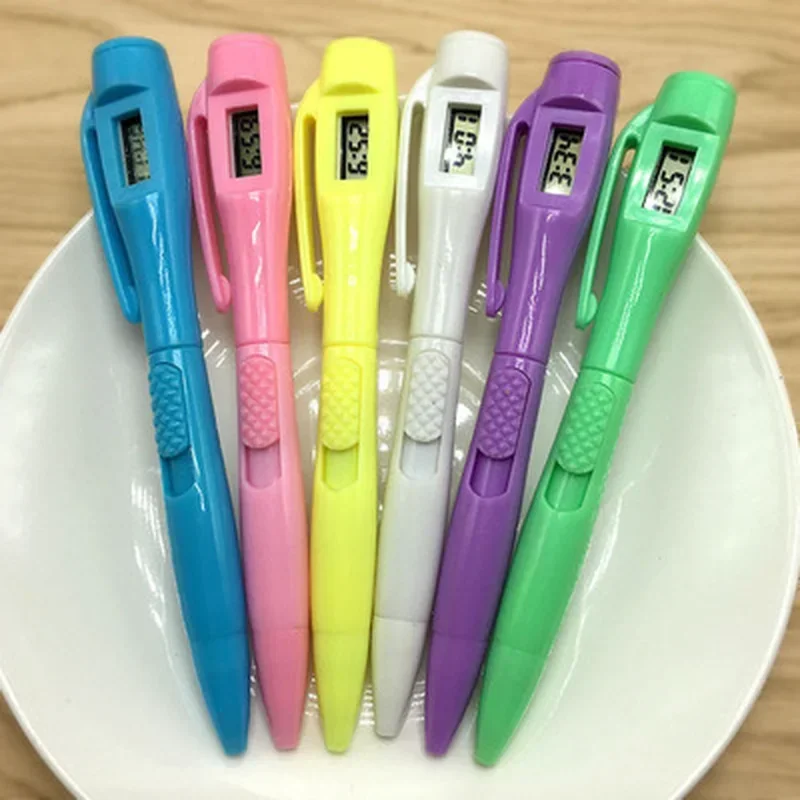 Electronic Watch Ball Pen for Office Clock Test Kawai Creative School Students Supplies Blue Ballpoint Pens Korean Stationery