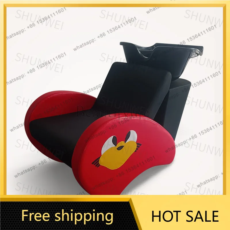 Factory Direct Sales Ceramic Basin Hair Salon Shampoo Lounge Chair Flush Bed Barber Shop Reclining Comfortable
