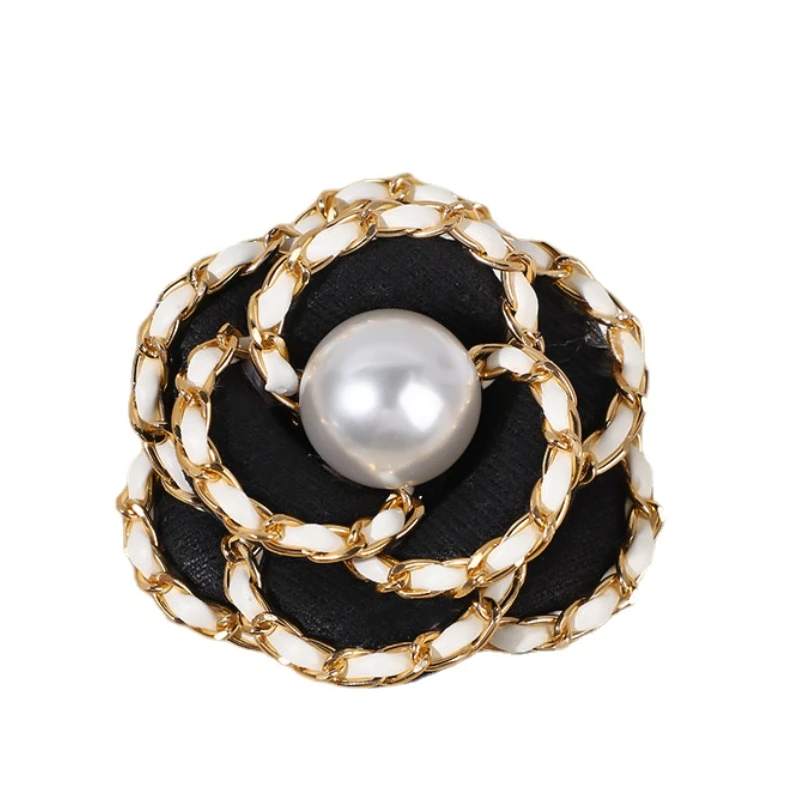 Koreanische Mode Stoff Kamelie Perle Broschen für Frauen Elegante Blumen Corsage Anstecknadeln Hochzeit Party Abzeichen Zubehör – Detail 5