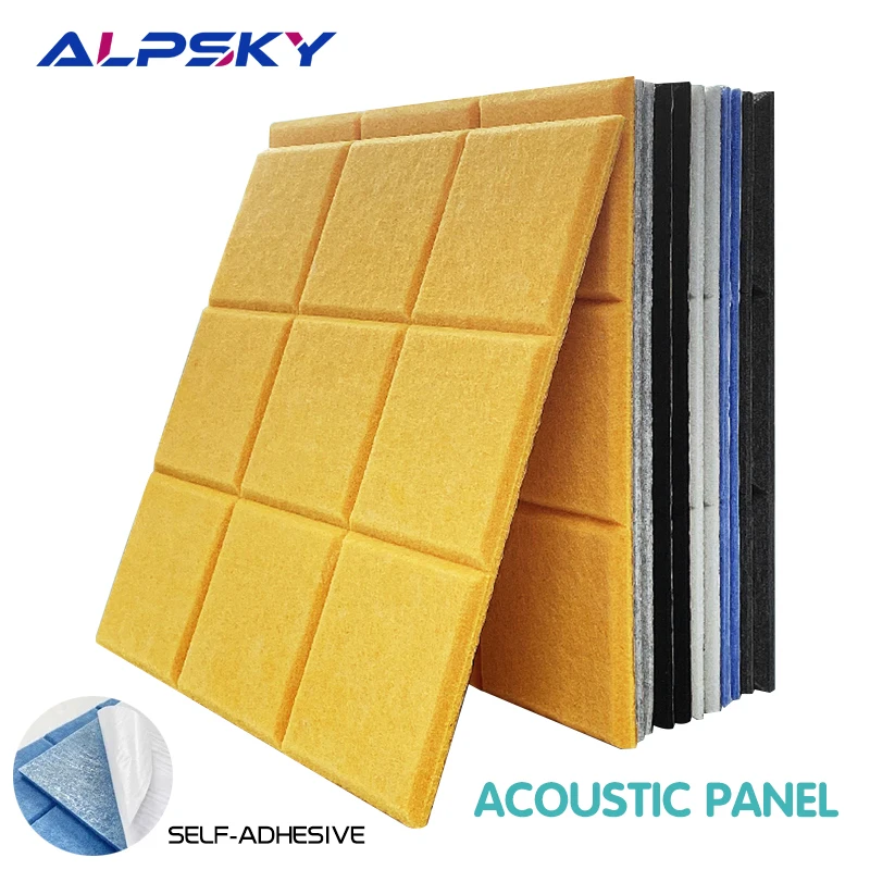 

10Pcs Square Nine Grid Self-adhesive Strong Soundproofing Wall Panels Sound Proof Acoustic Panel Meeting Room Nursery Wall Decor