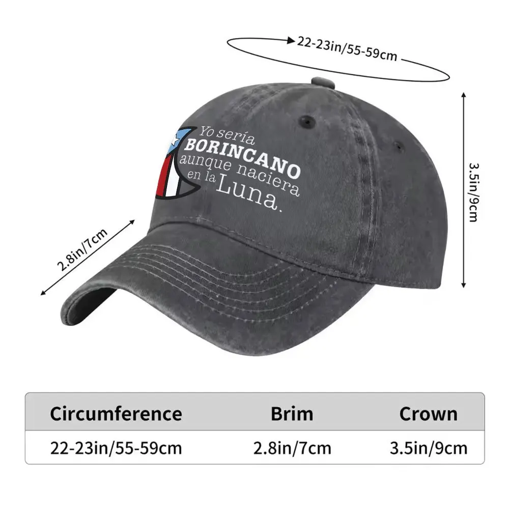 Puerto Rican Culture Print Washed Baseball Cap Unisex Casual Outdoor Golf Cap for Daily Wear