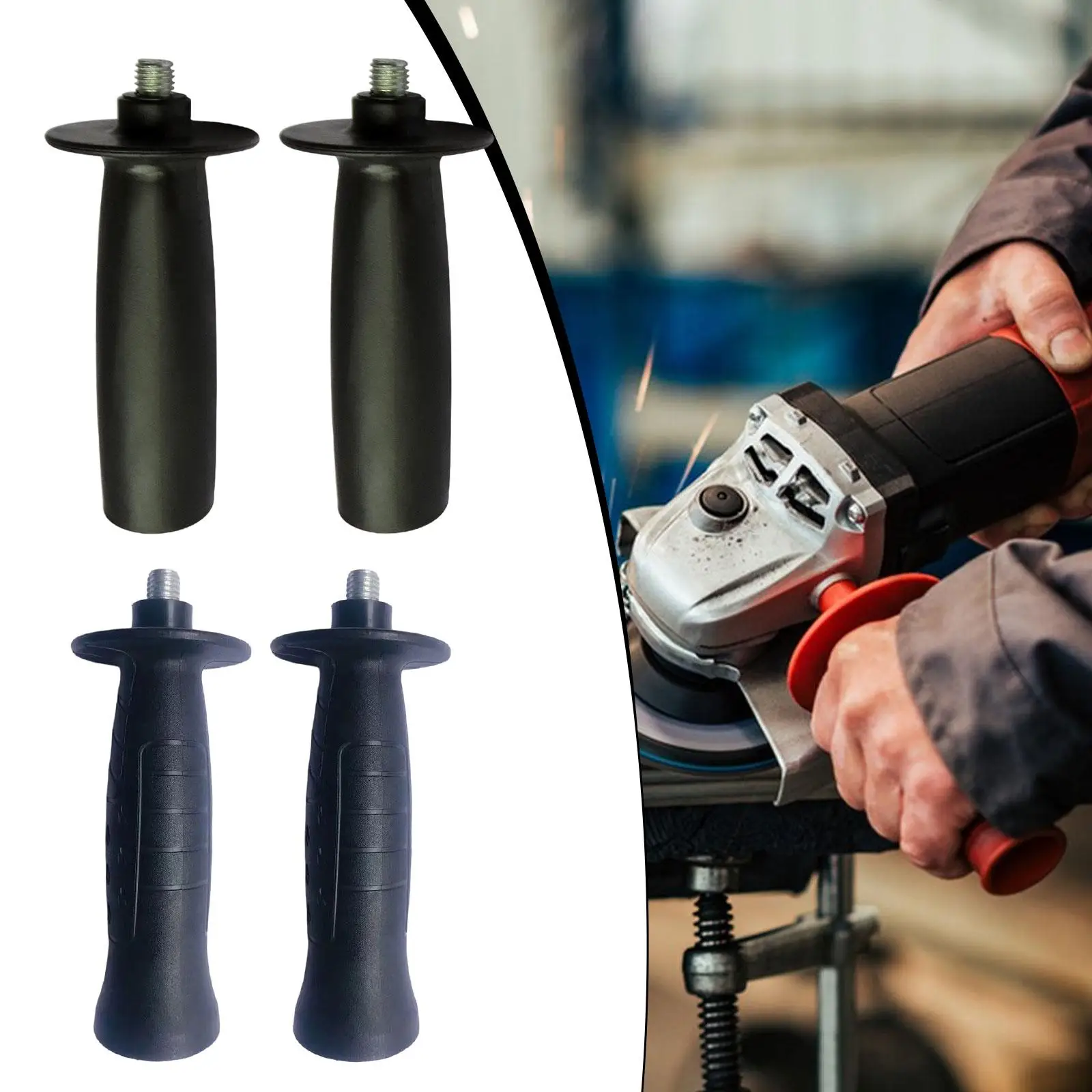Angle Grinding Auxiliary Side Handle Grip Ergonomic Threaded Easy to Install Lightweight Anti Slip Power Tool Accessory Black