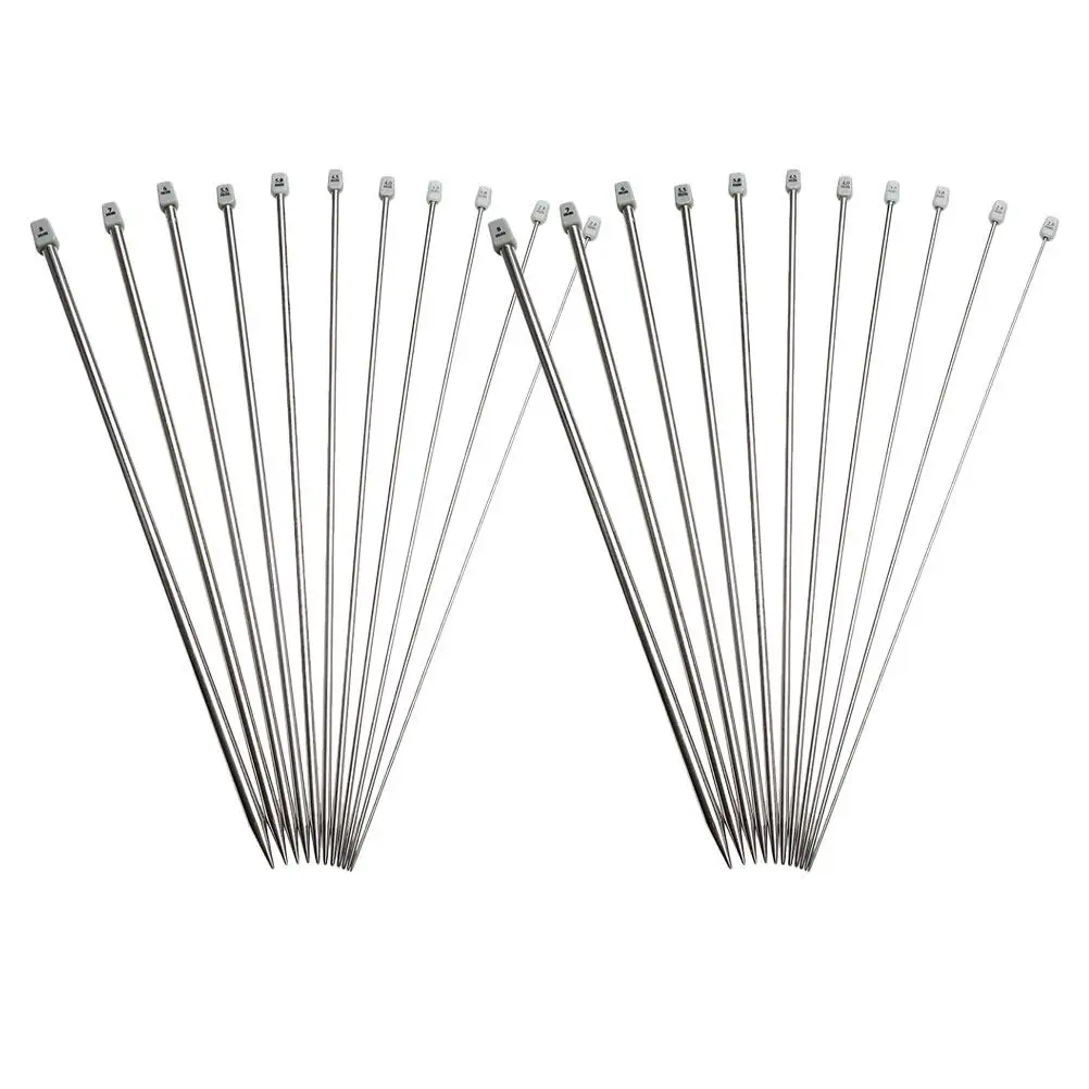 22 Pcs Wool Needles Tools Stainless Steel Crochet Hooks Sweater Silver Knitting