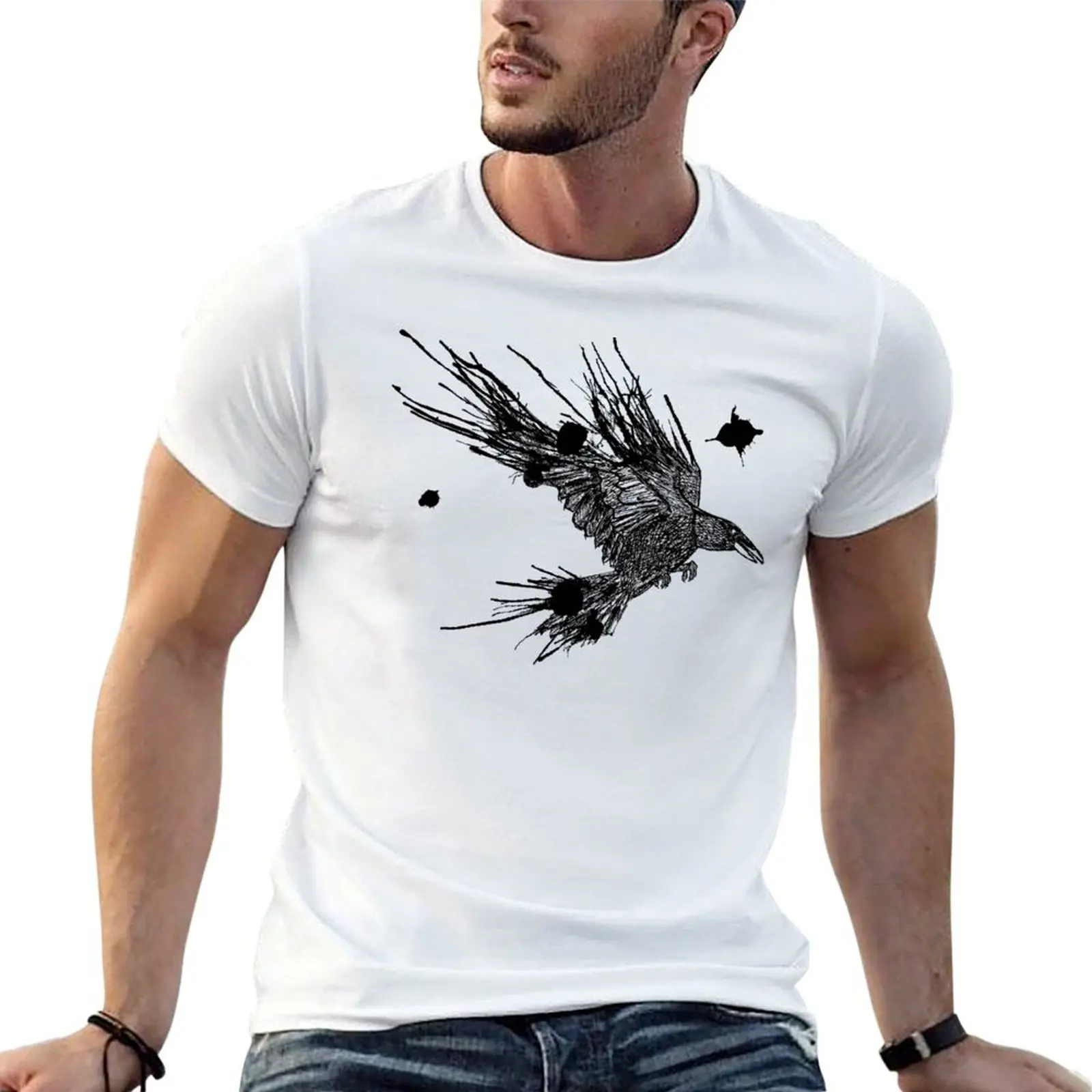 

vintage graphic men for man shirts Raven T-Shirt t Ink t shirts for man