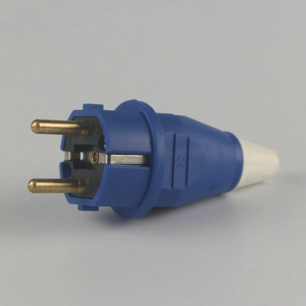 2 Pin 16A Industrial Connector IP44 Grade Single Phase AC Power EU Spec Shell Weather Proof Outdoor Cable Joint Site Machinery